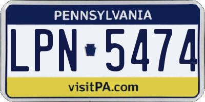 PA license plate LPN5474