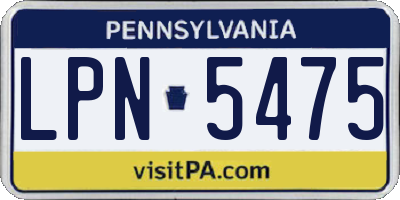 PA license plate LPN5475