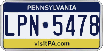 PA license plate LPN5478