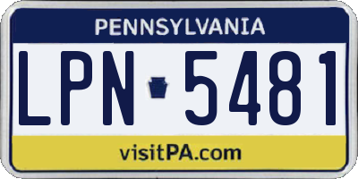 PA license plate LPN5481