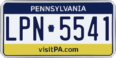 PA license plate LPN5541