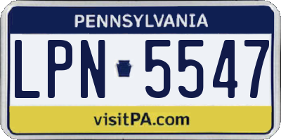 PA license plate LPN5547
