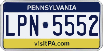 PA license plate LPN5552