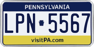 PA license plate LPN5567