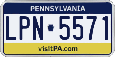 PA license plate LPN5571