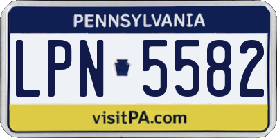 PA license plate LPN5582