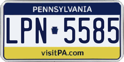 PA license plate LPN5585
