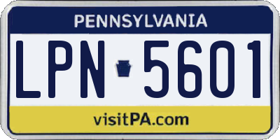 PA license plate LPN5601