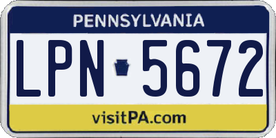 PA license plate LPN5672