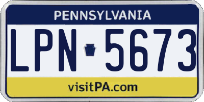 PA license plate LPN5673