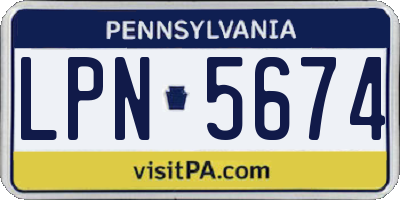 PA license plate LPN5674