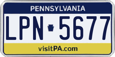 PA license plate LPN5677