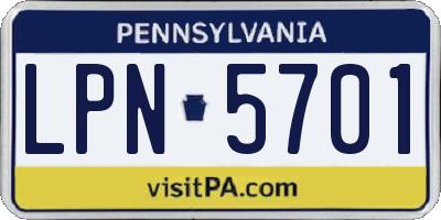 PA license plate LPN5701