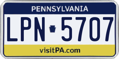 PA license plate LPN5707