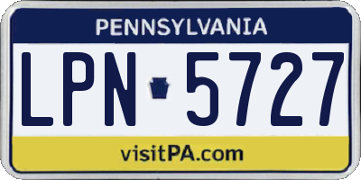 PA license plate LPN5727