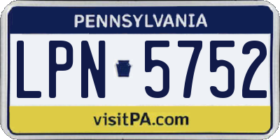 PA license plate LPN5752