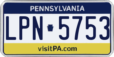 PA license plate LPN5753