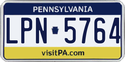 PA license plate LPN5764