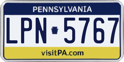 PA license plate LPN5767
