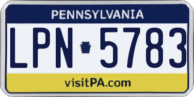 PA license plate LPN5783