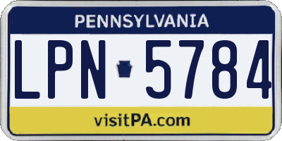 PA license plate LPN5784