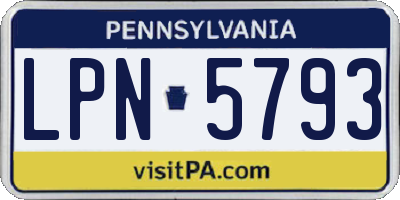 PA license plate LPN5793