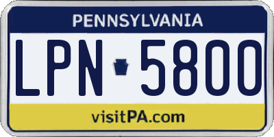 PA license plate LPN5800