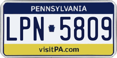 PA license plate LPN5809