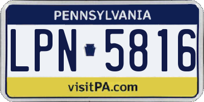 PA license plate LPN5816