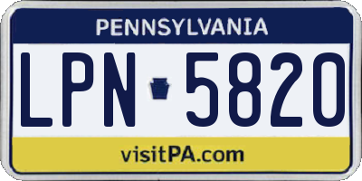 PA license plate LPN5820