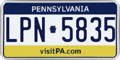PA license plate LPN5835