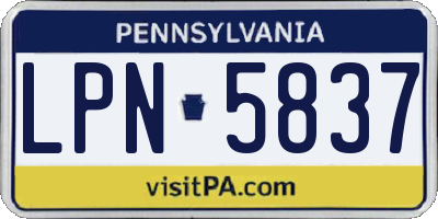 PA license plate LPN5837
