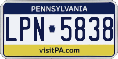 PA license plate LPN5838