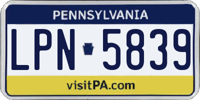 PA license plate LPN5839