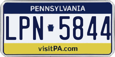 PA license plate LPN5844