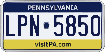 PA license plate LPN5850