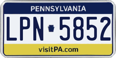 PA license plate LPN5852