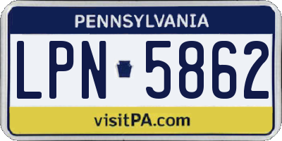 PA license plate LPN5862