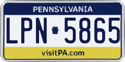 PA license plate LPN5865