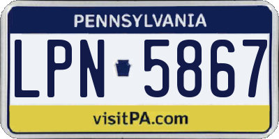 PA license plate LPN5867