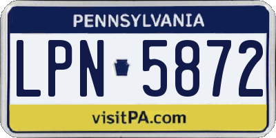 PA license plate LPN5872