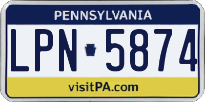 PA license plate LPN5874