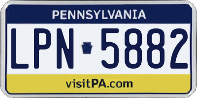 PA license plate LPN5882