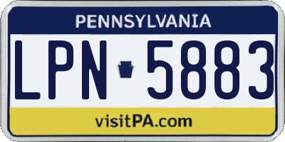 PA license plate LPN5883