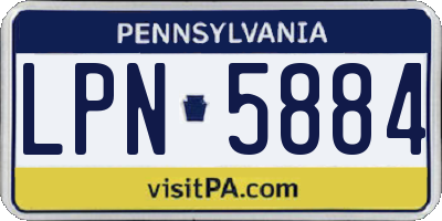 PA license plate LPN5884