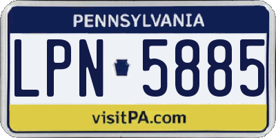 PA license plate LPN5885