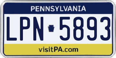 PA license plate LPN5893