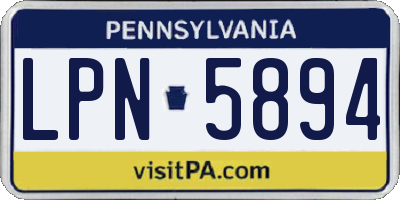 PA license plate LPN5894