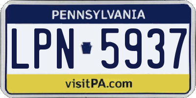 PA license plate LPN5937
