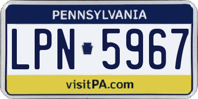 PA license plate LPN5967